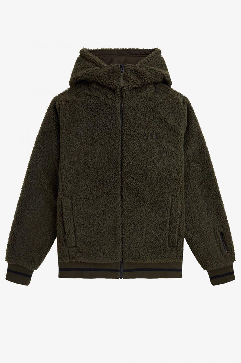 Green Fred Perry Borg Fleece Bomber Men's Jackets | PH 1179UZGT